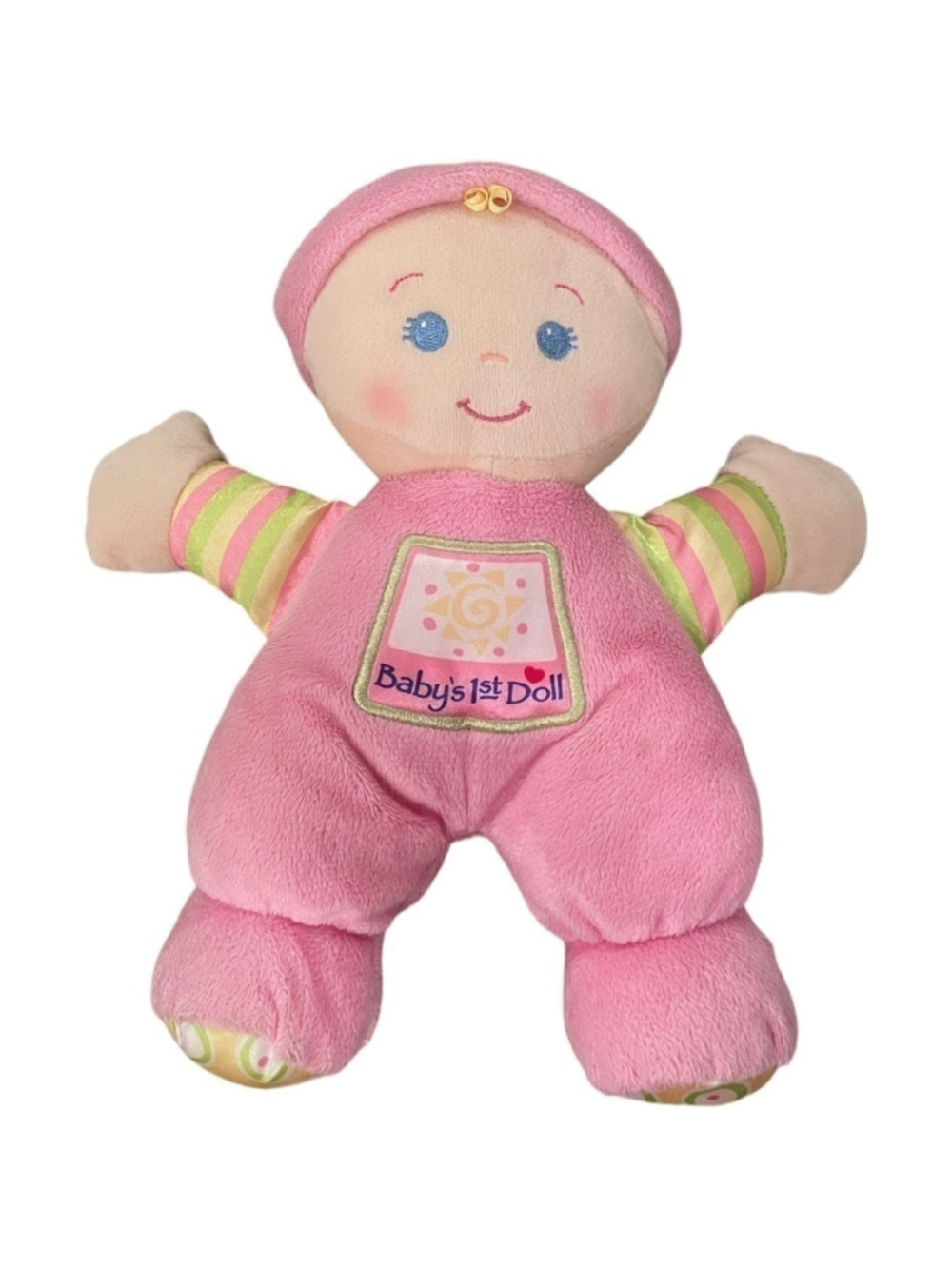 Fisher Price Babys My First Doll Pink 10” Plush Baby Rattle Security Lovey 2008